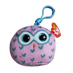 Ty Inc 5" Squish A Boos Pink & Blue Owl Plush Clip